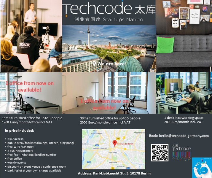TechCode Coworking in Mitte available from NOW on!
